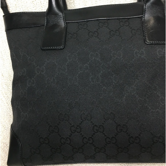 Authentic GUCVI black monogram canvas tote bag - Picture 7 of 16